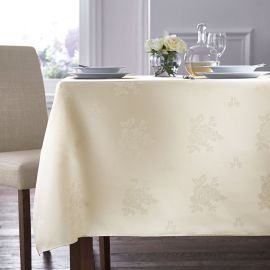 Cezanne Ivory Woven Rose Design Tablecloths (Pack of 3)